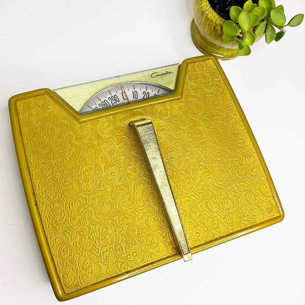 Counselor VINTAGE Bathroom Scale, Harvest Gold Floral MCM Décor
